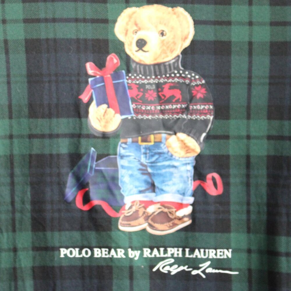 Polo Bear Green Navy Plaid Cotton Jersey Short Sleeve Tee T-Shirt Boys Size 7 - Picture 2 of 5